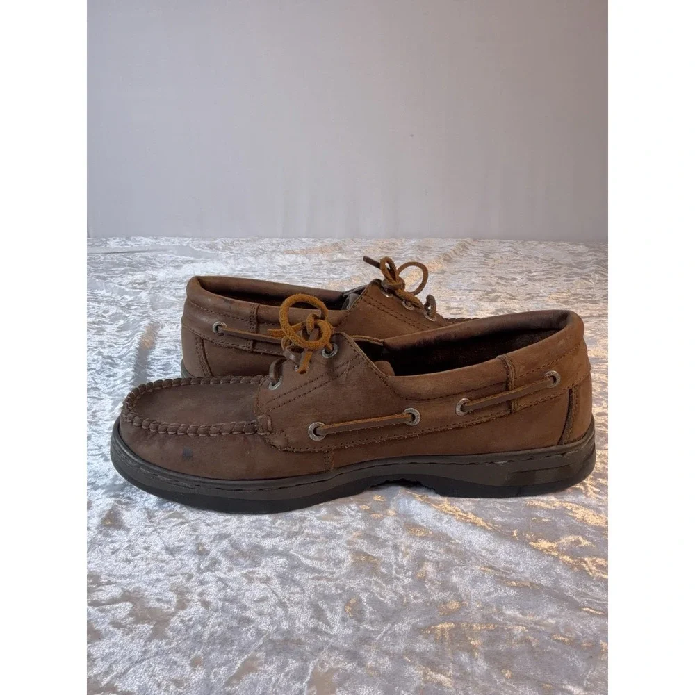 Earth Shoes Brown Leather Boat Shoes Men's Size 9 Lace Up Comfort Casual